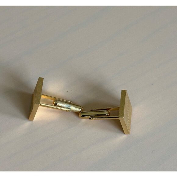 Gold-Tone Square Textured Cufflinks With Geometric Design For Men - Picture 4 of 6